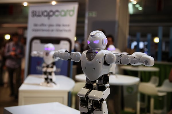 A dancing robots demo at Swapcard's booth at Viva Tech 2018